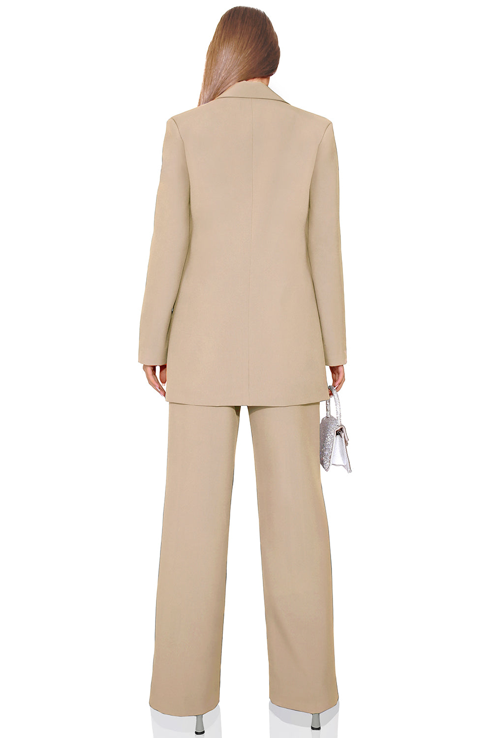MAXI BLAZER AND PANTS SET 2 PARTS BOSSY BI-STRETCH FABRIC BEIGE / NUDE
