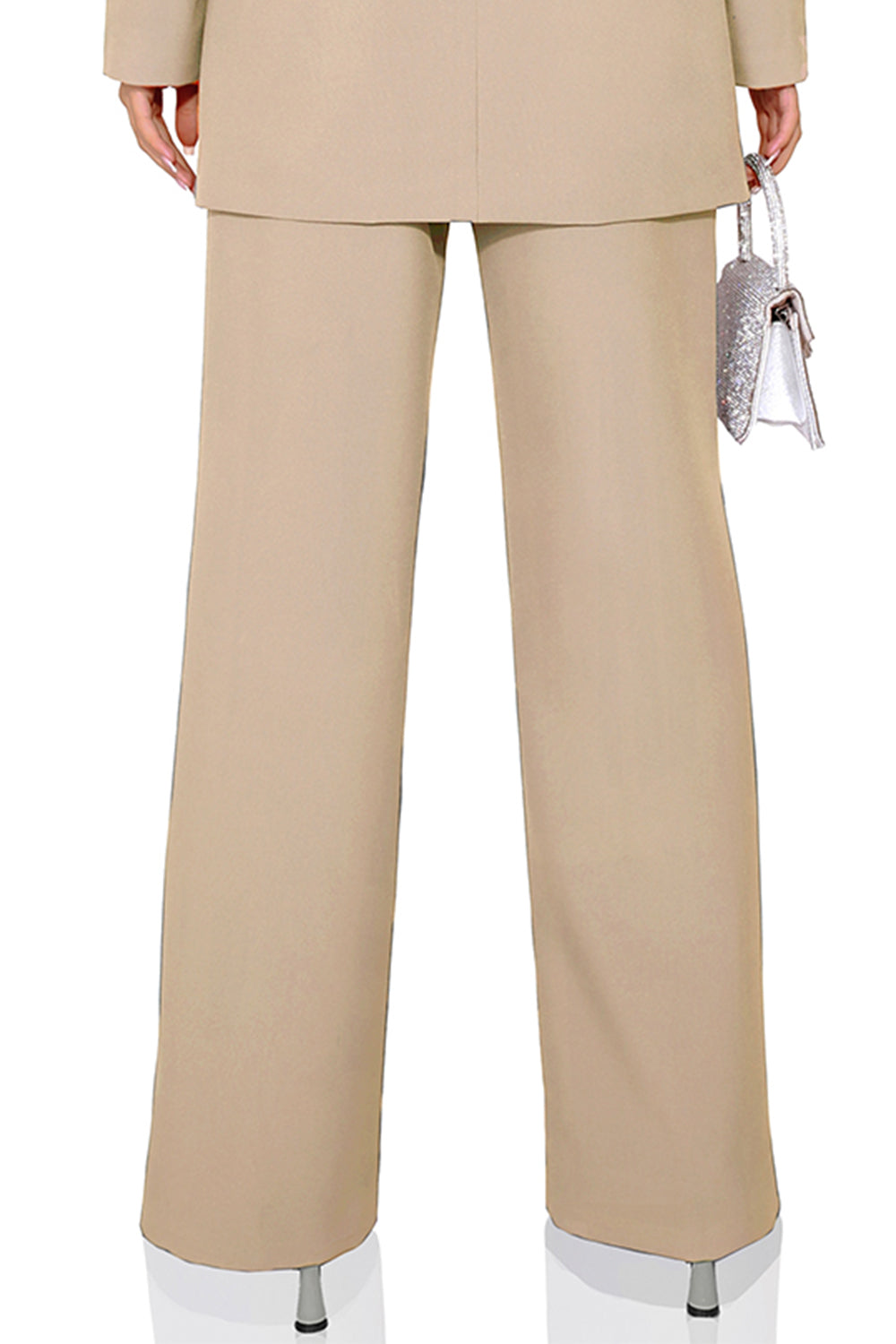 MAXI BLAZER AND PANTS SET 2 PARTS BOSSY BI-STRETCH FABRIC BEIGE / NUDE