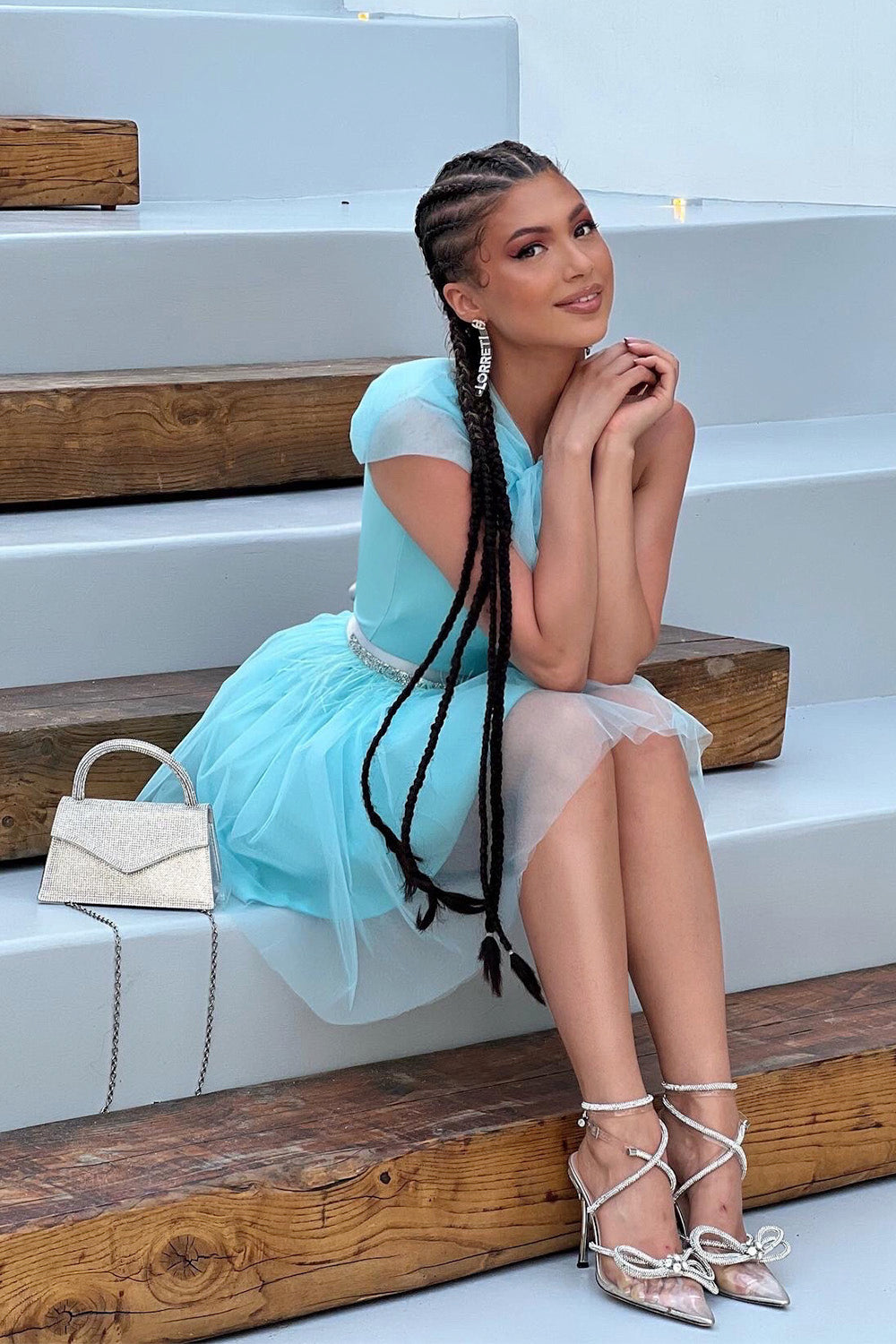 MINI DRESS ZAYA TRICOT TULLE MINT