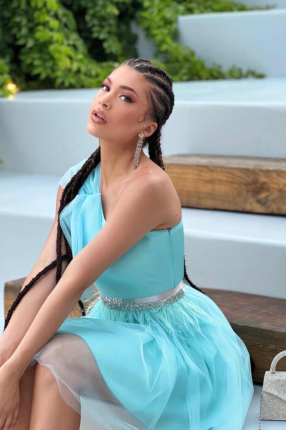 MINI DRESS ZAYA TRICOT TULLE MINT