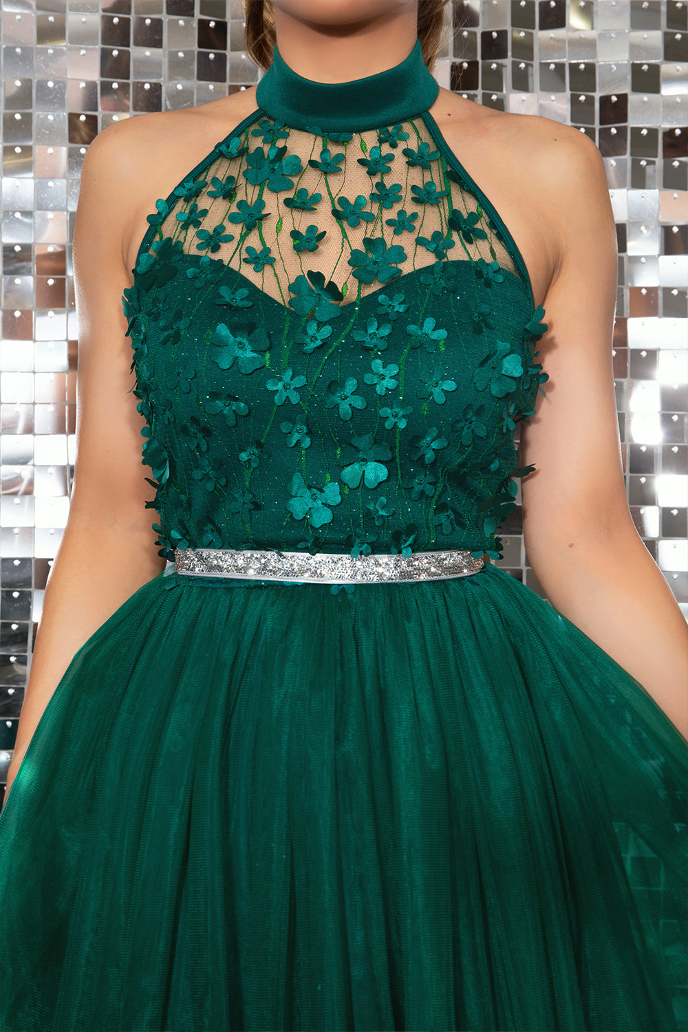 МИНИ РОКЛЯ NOVA ДАНТЕЛА ТЮЛ ТЪМНОЗЕЛЕН