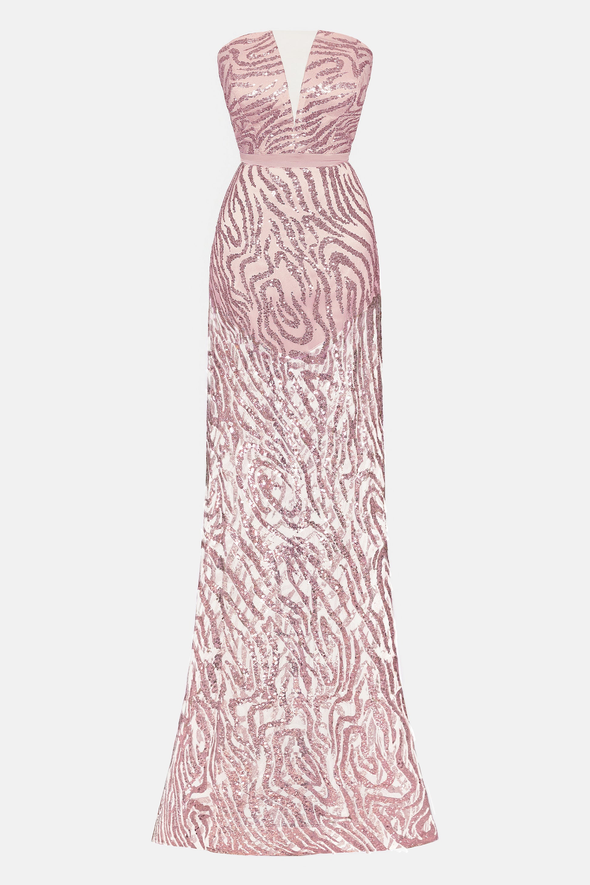 MAXI SKIRT AND CROP TOP SET AURELIA GLITTER LACE POWDER PINK