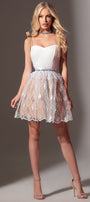 MINI DRESS MARISSA TRICOT LACE WHITE AND NUDE