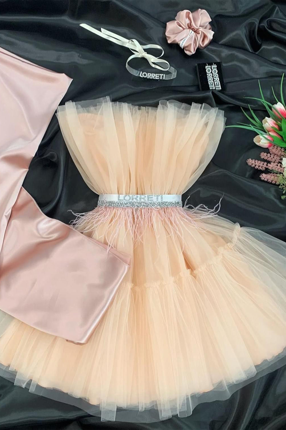 MINI DRESS BARBIE TULLE SOFT PEACH