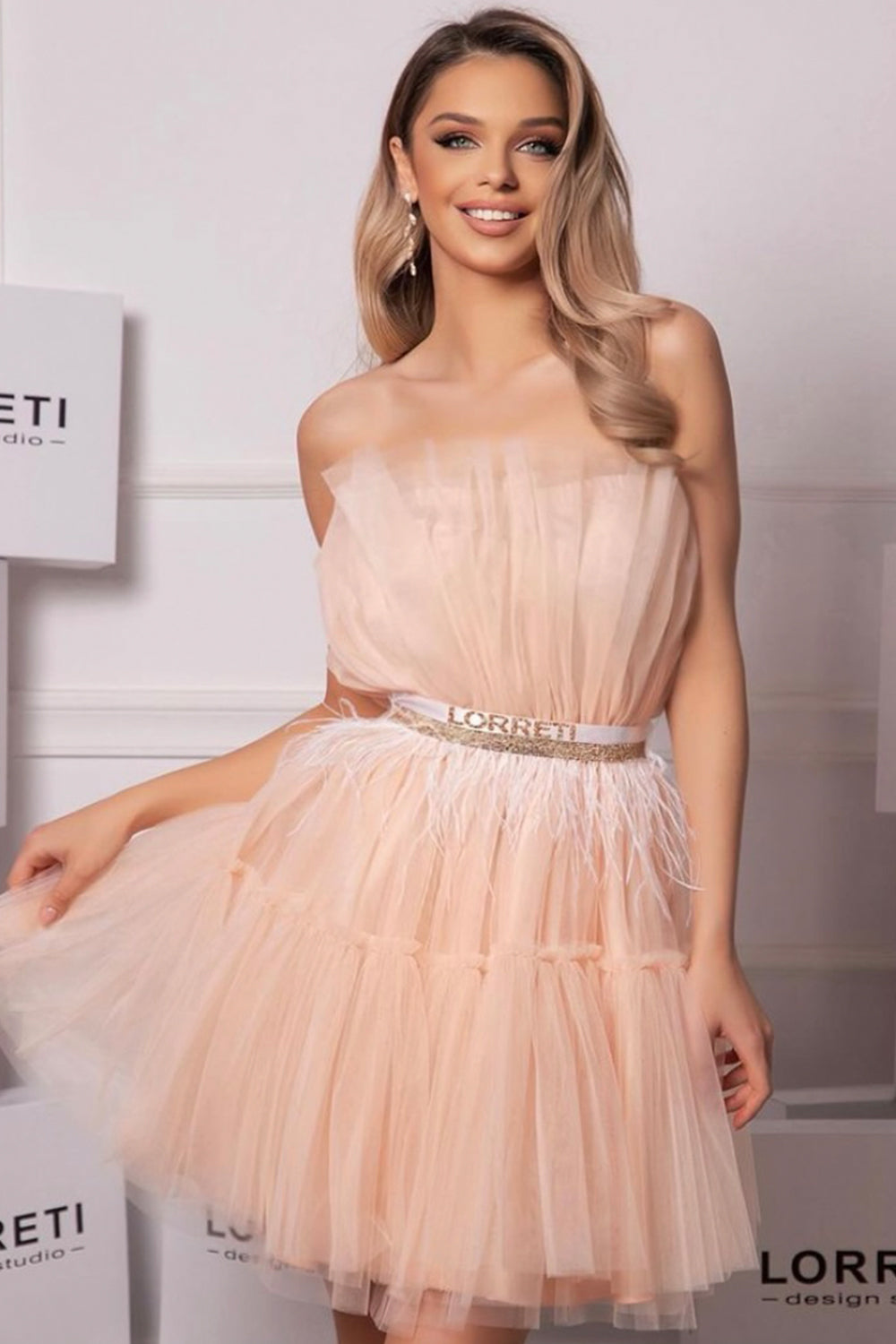 MINI DRESS BARBIE TULLE SOFT PEACH