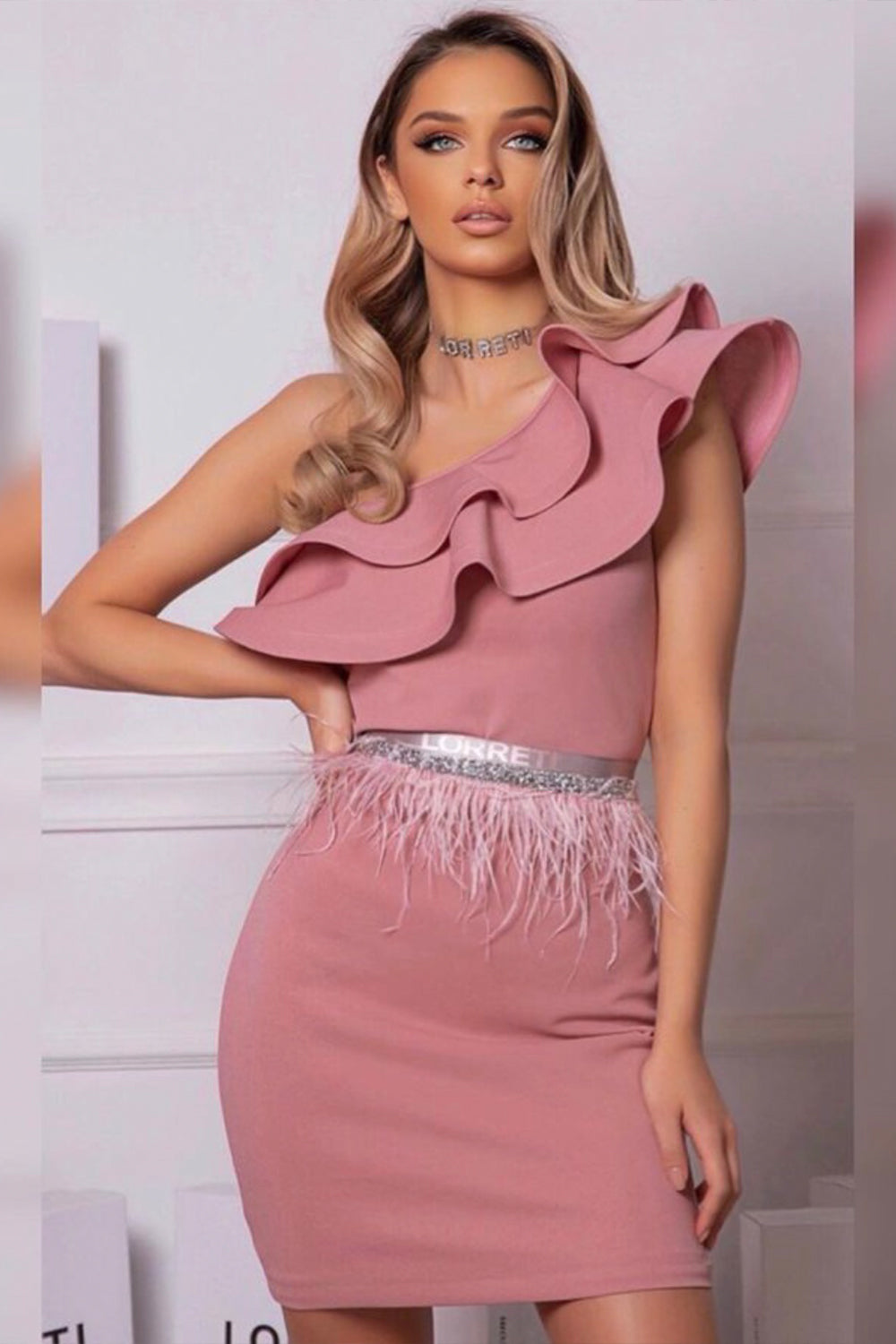 МИНИ РОКЛЯ CLASSY ТРИКО ПЕПЕЛ ОТ РОЗИ