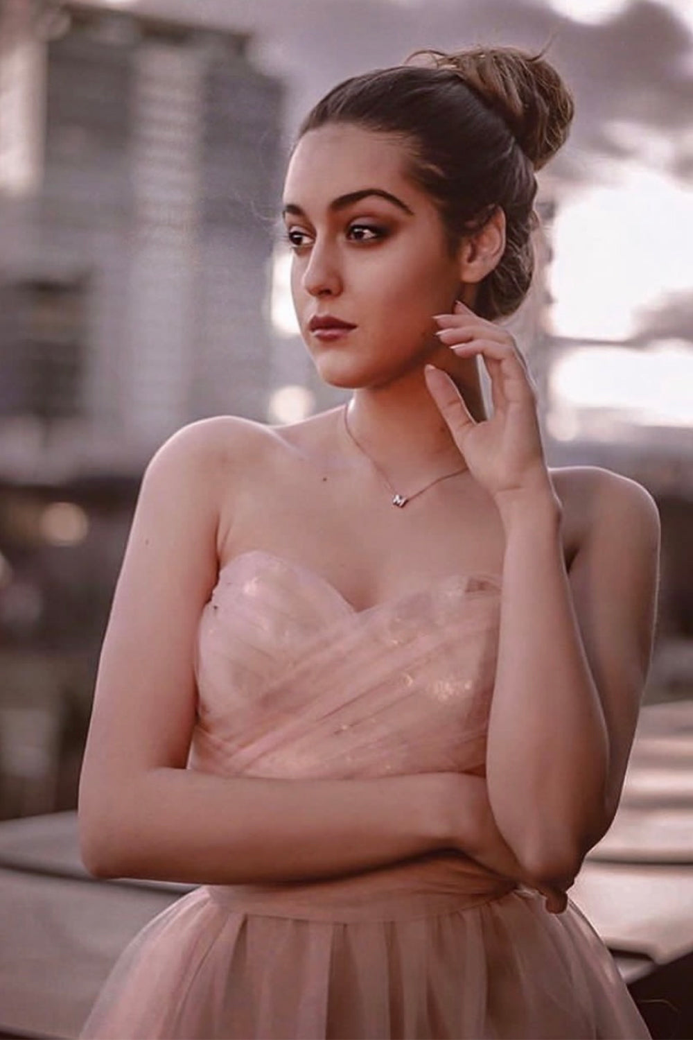 МИНИ СЕТ ТОП С ПОЛА BALLERINA ПАЙЕТИ ТЮЛ РОЗОВО ЗЛАТО