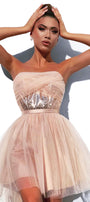 МИНИ СЕТ ТОП С ПОЛА BALLERINA ПАЙЕТИ ТЮЛ РОЗОВО ЗЛАТО