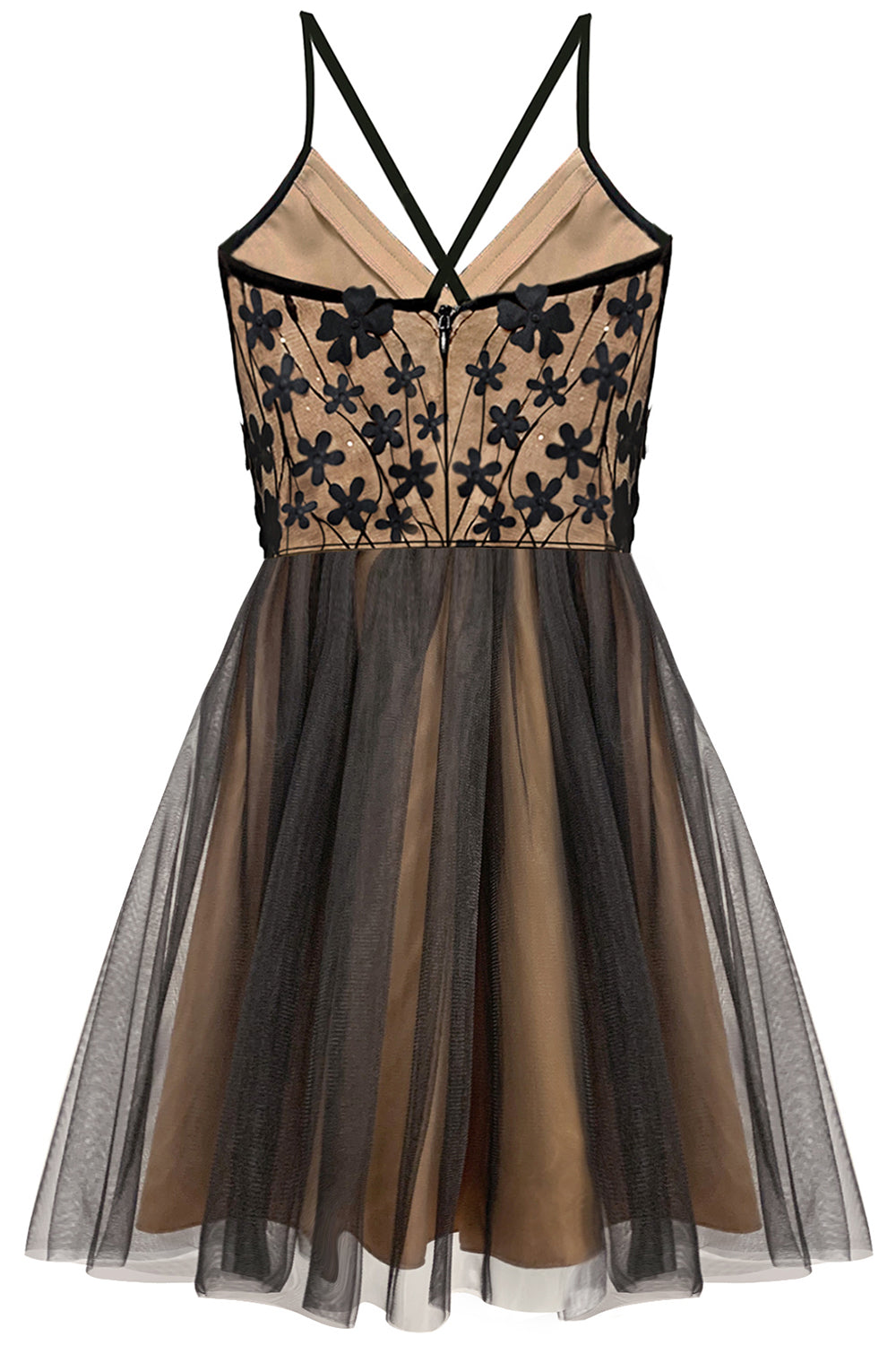 MINI ROCHIE ARIA DANTELA TUL NEAGRA ȘI NUDE