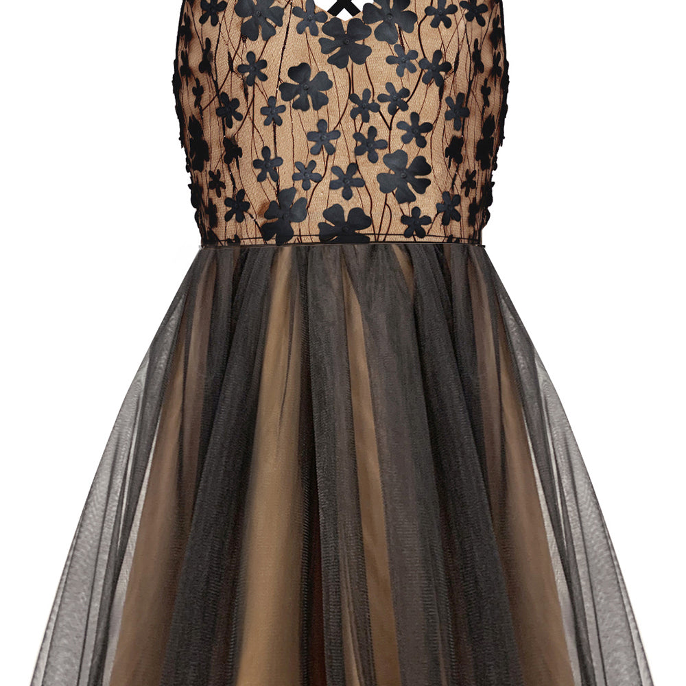 MINI ROCHIE ARIA DANTELA TUL NEAGRA ȘI NUDE