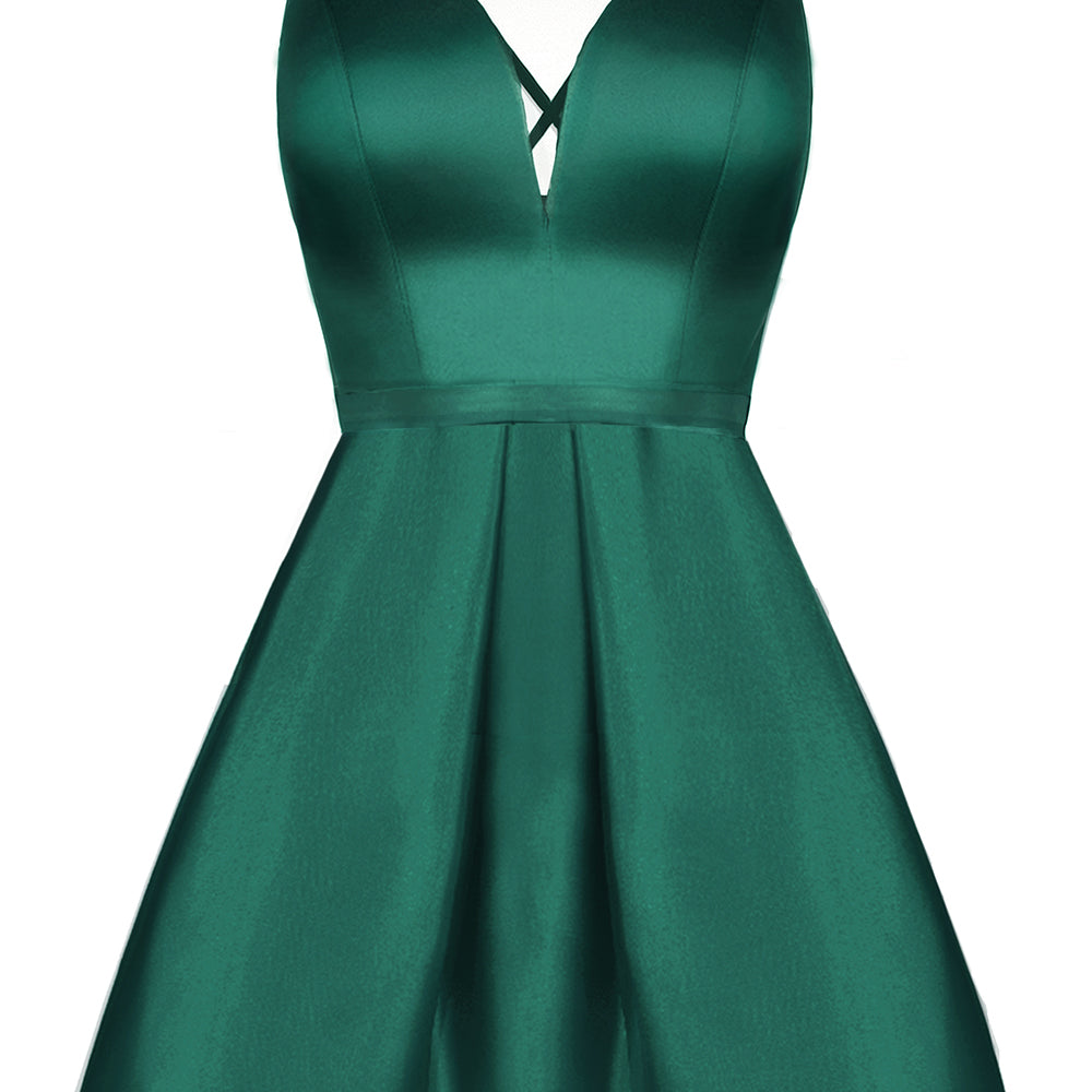 MINI SKIRT AND CROP TOP SET ALLY SATIN DARK GREEN