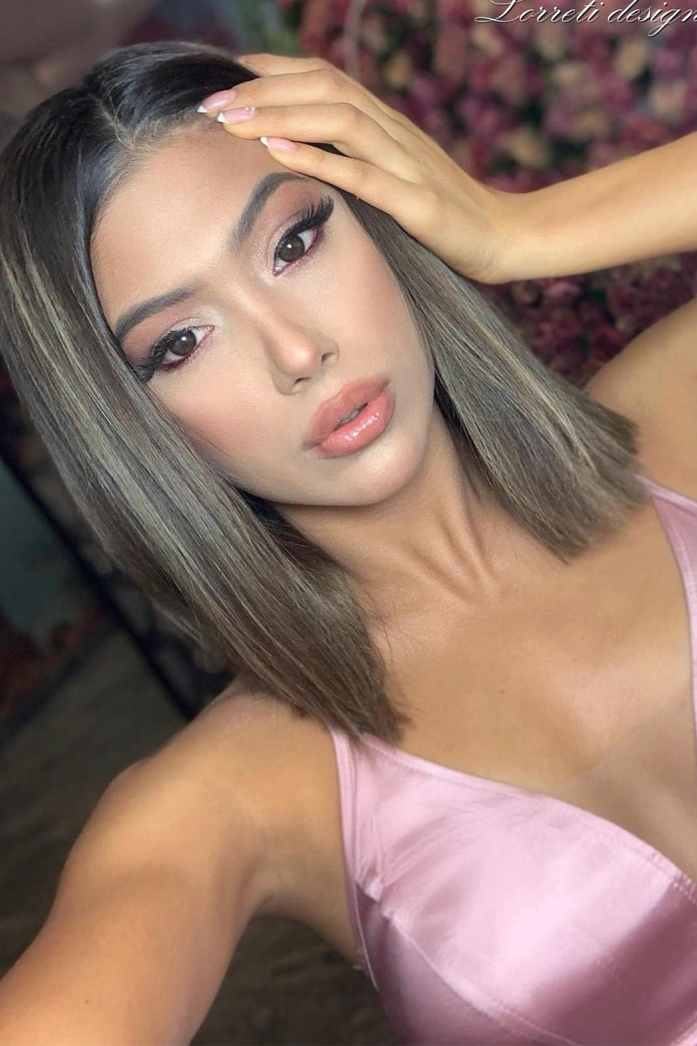 MINI DRESS ALLY SATIN ROSE ASH