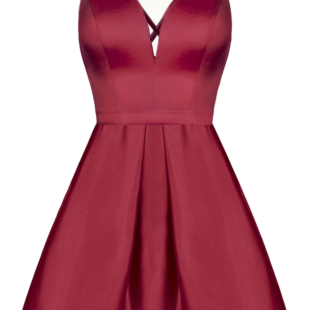 MINI SKIRT AND CROP TOP SET ALLY SATIN BURGUNDY