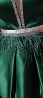 BELT MARABU 12A FEATHERS RHINESTONE DARK GREEN