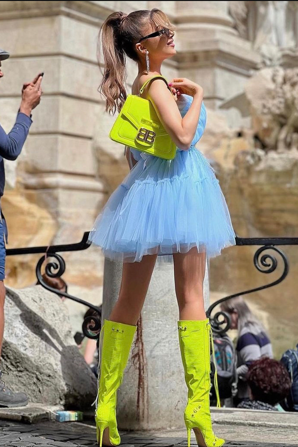 MINI DRESS BARBIE TULLE LIGHT BLUE