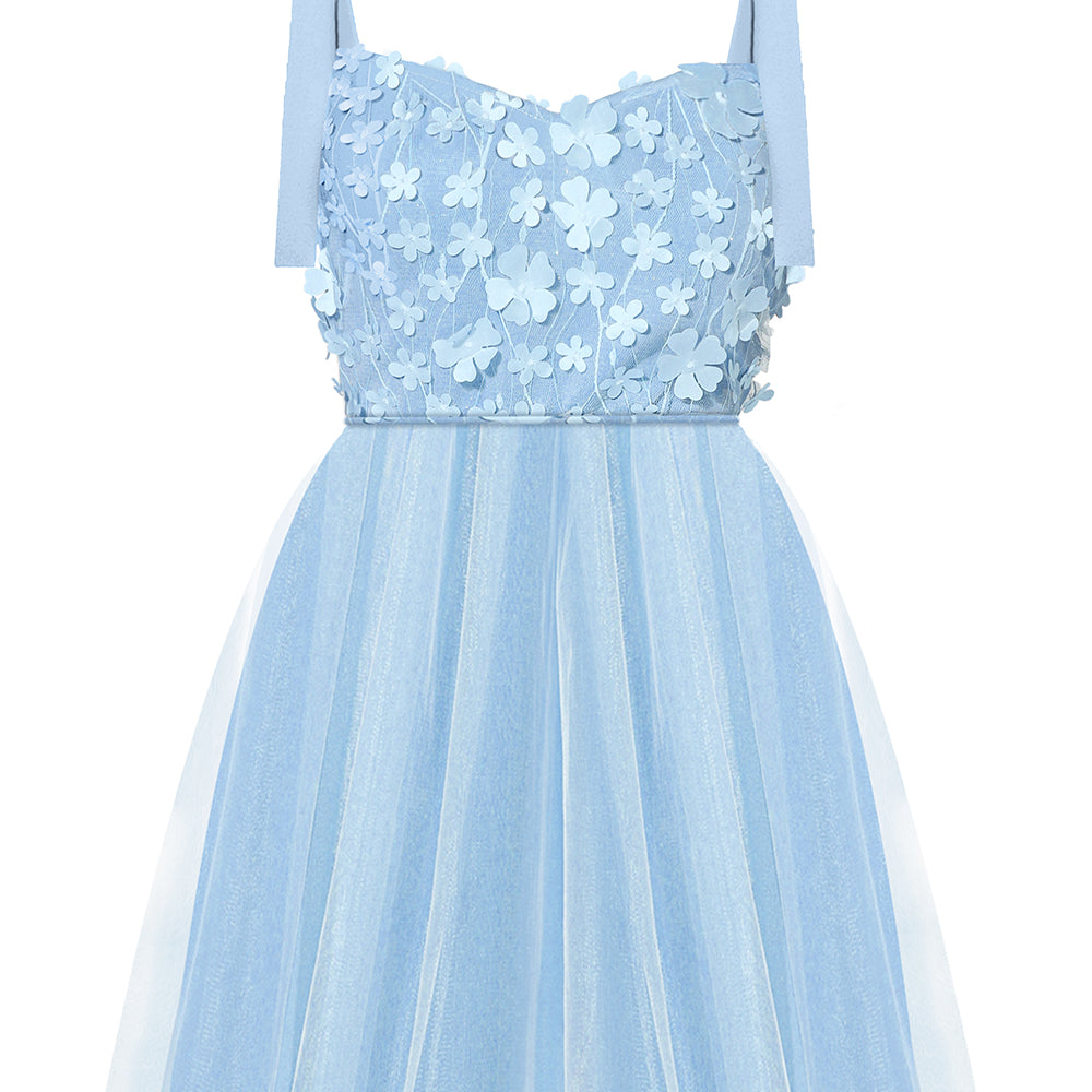 MINI ROCHIE MARY DANTELA TUL ALBASTRU DESCHIS