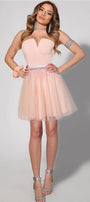 MINI DRESS VIVIEN TRICOT TULLE POWDER PINK