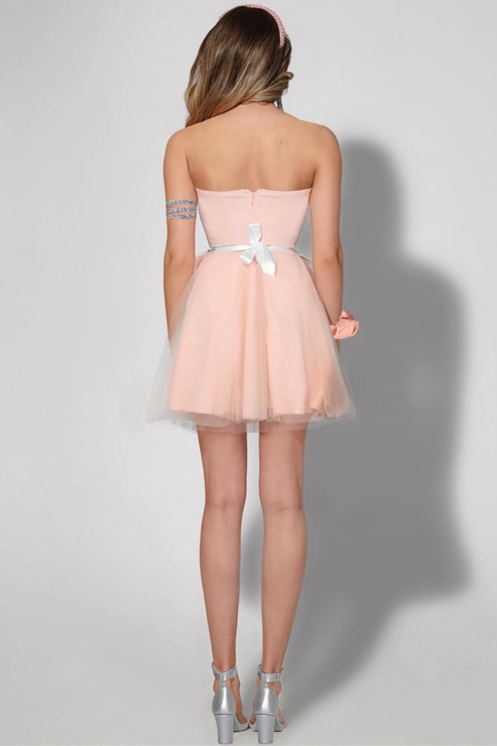 MINI DRESS VIVIEN TRICOT TULLE POWDER PINK