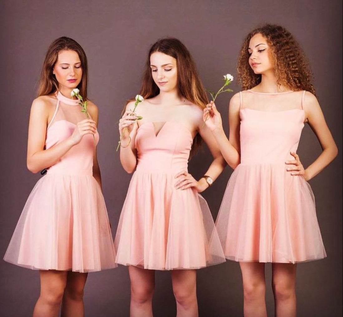 MINI DRESS VIVIEN TRICOT TULLE POWDER PINK