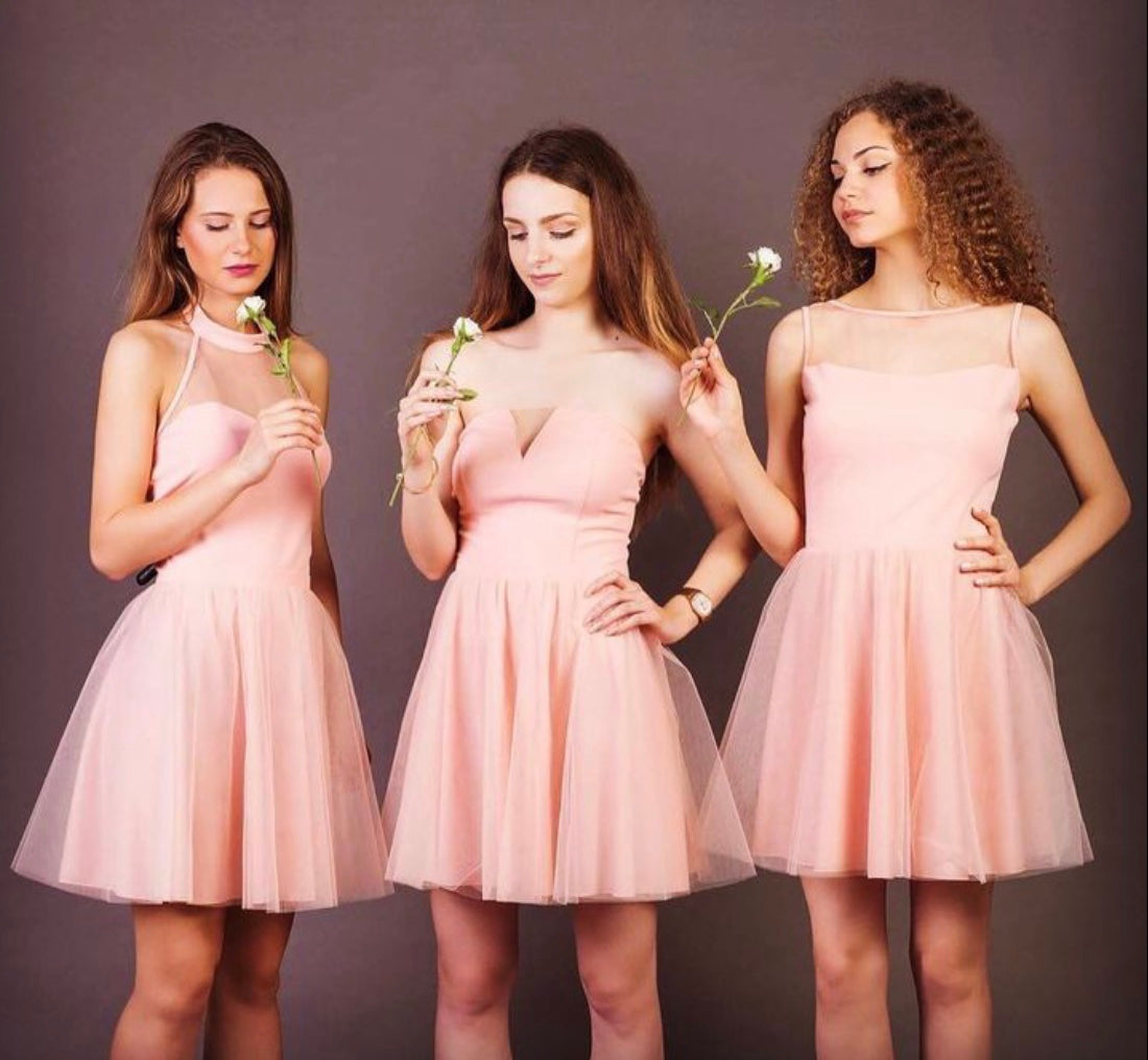 MINI DRESS DESSIE TRICOT TULLE SOFT PEACH