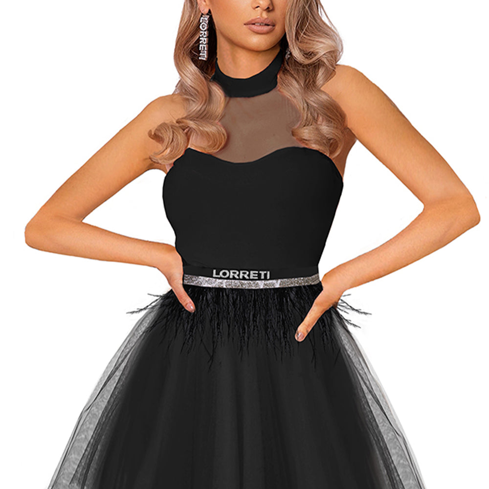 MINI DRESS NAOMI TRICOT TULLE BLACK