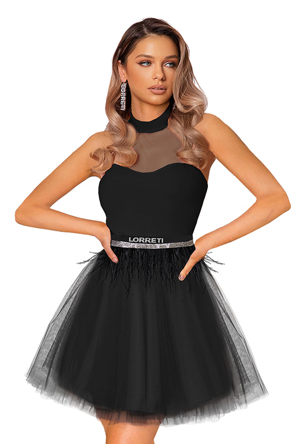 MINI DRESS NAOMI TRICOT TULLE BLACK