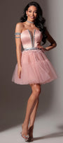 MINI DRESS CECILE SATIN TULLE POWDER PINK
