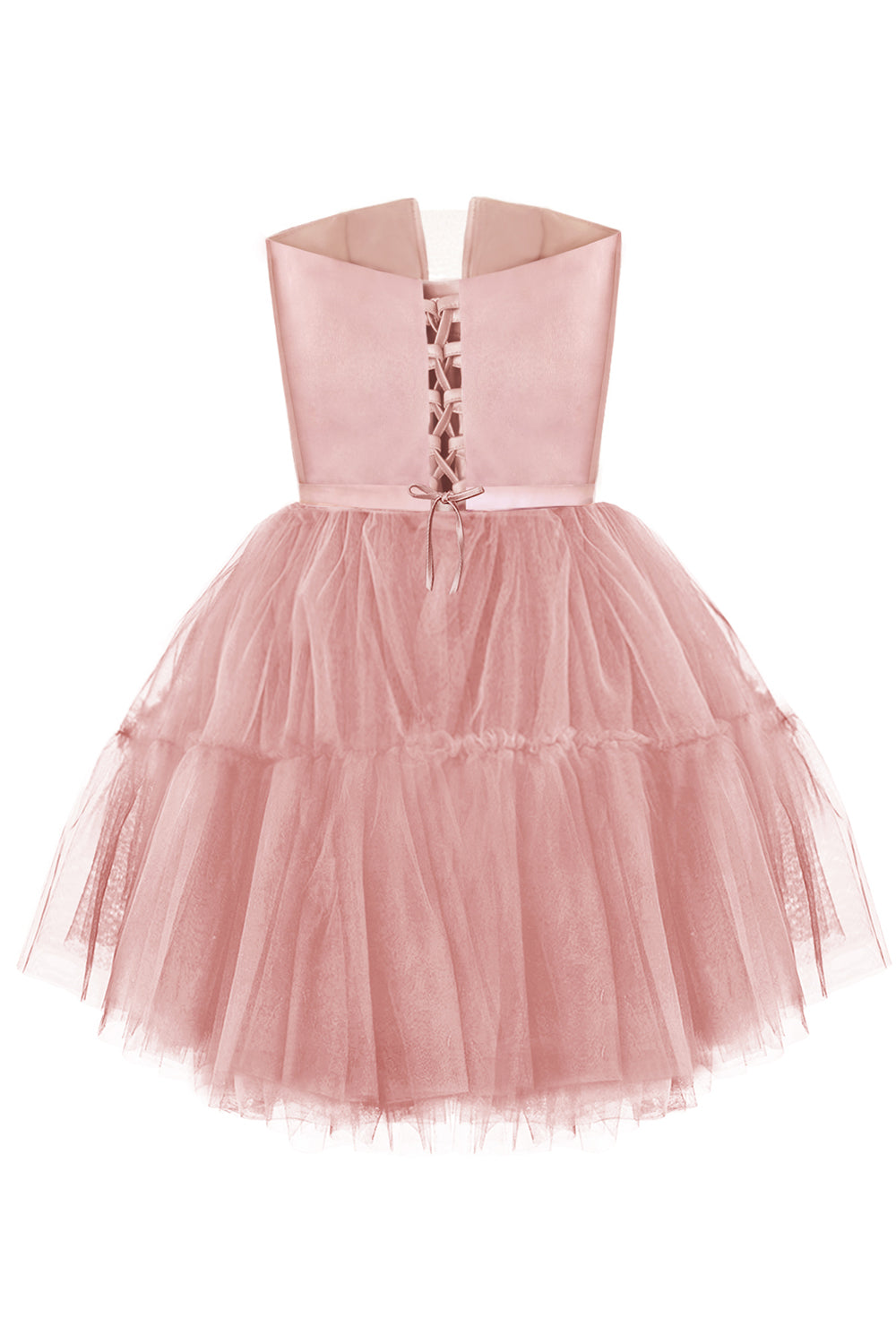 MINI DRESS CECILE SATIN TULLE POWDER PINK