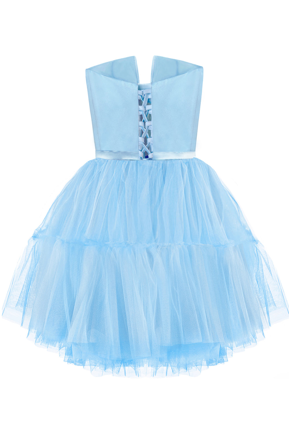 MINI SKIRT AND CROP TOP SET CECILE SATIN TULLE LIGHT BLUE