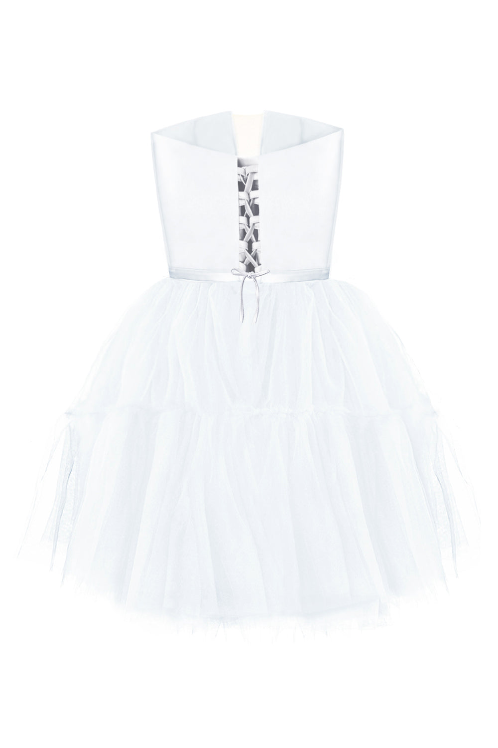 MINI SKIRT AND CROP TOP SET CECILE SATIN TULLE WHITE