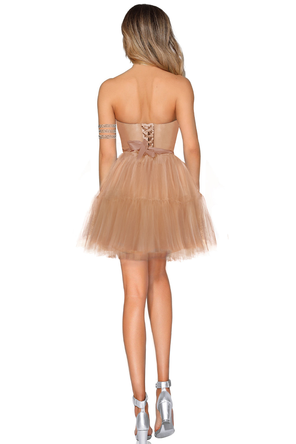 MINI DRESS CECILE SATIN TULLE GOLDEN