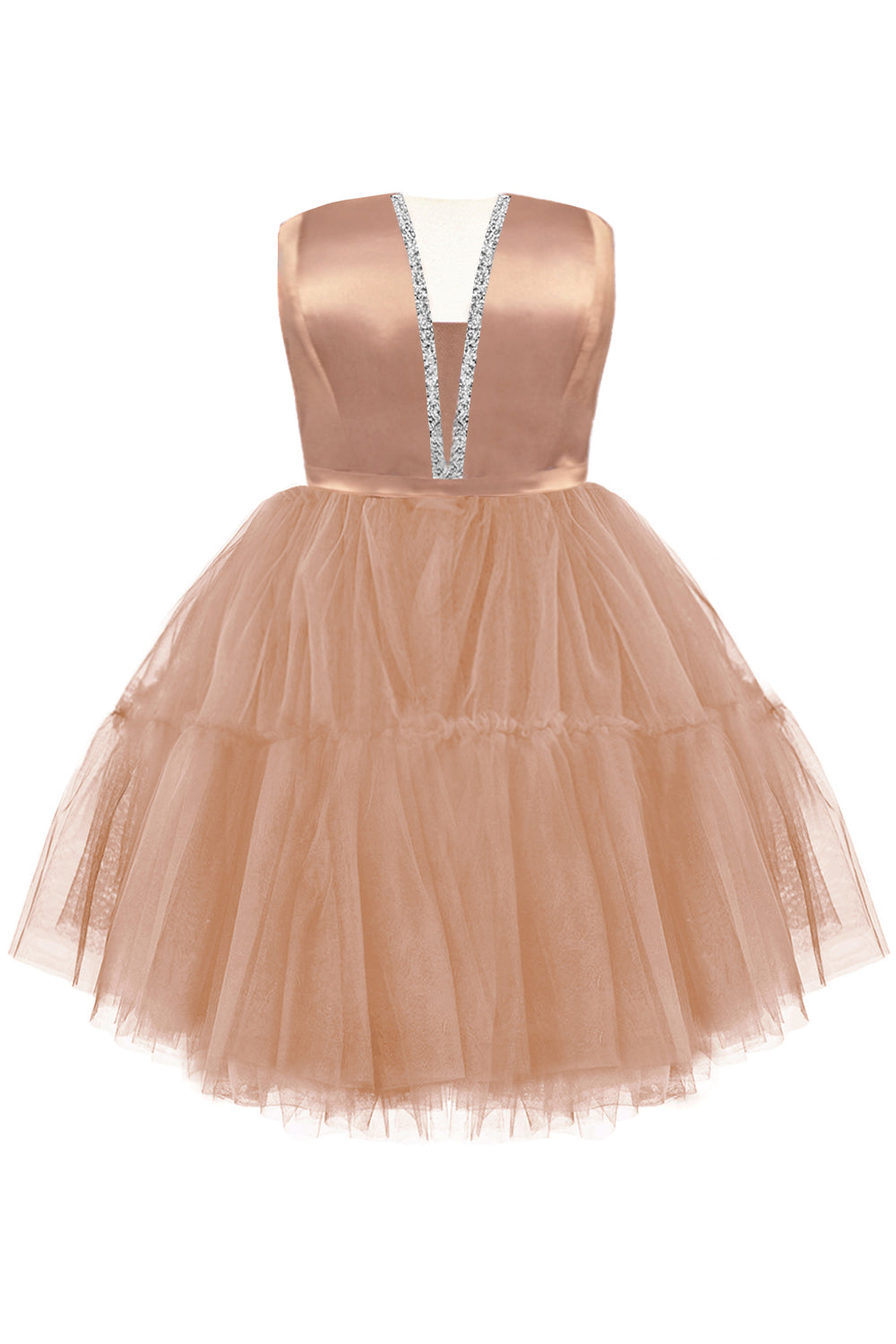 MINI DRESS CECILE SATIN TULLE GOLDEN