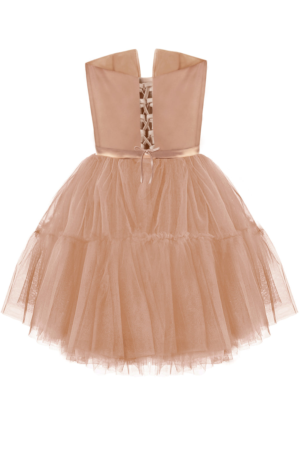 MINI DRESS CECILE SATIN TULLE GOLDEN