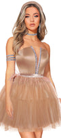 MINI DRESS CECILE SATIN TULLE GOLDEN