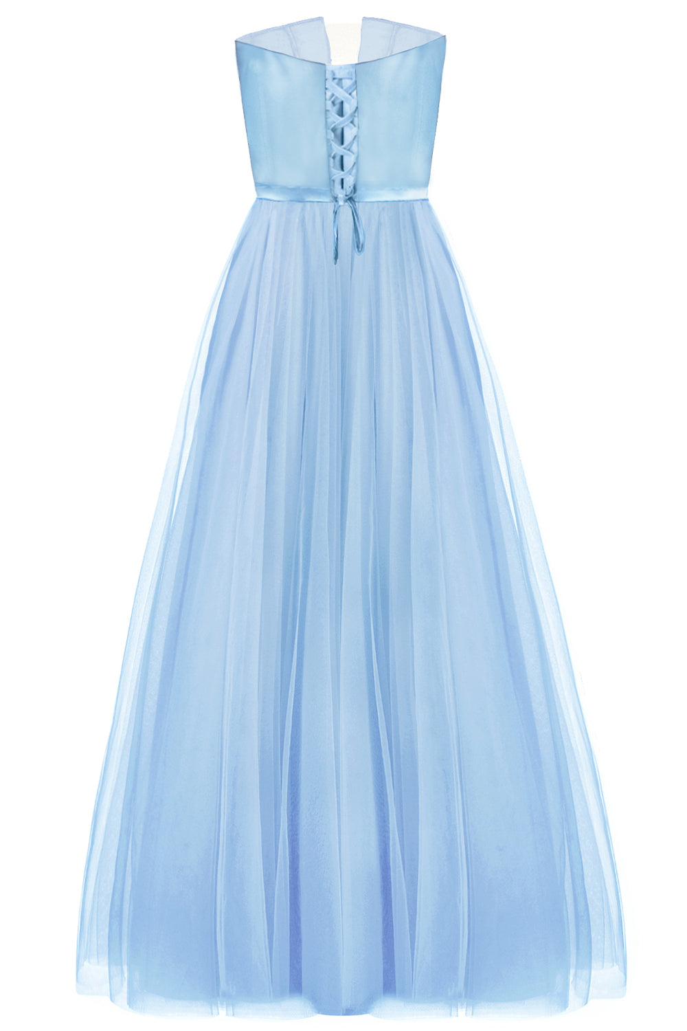 MAXI SKIRT AND CROP TOP SET CASSIE SATIN TULLE LIGHT BLUE