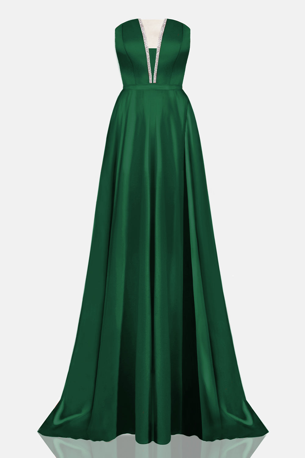 MAXI DRESS SKIRT AND CROP TOP SET SATIN DARK GREEN