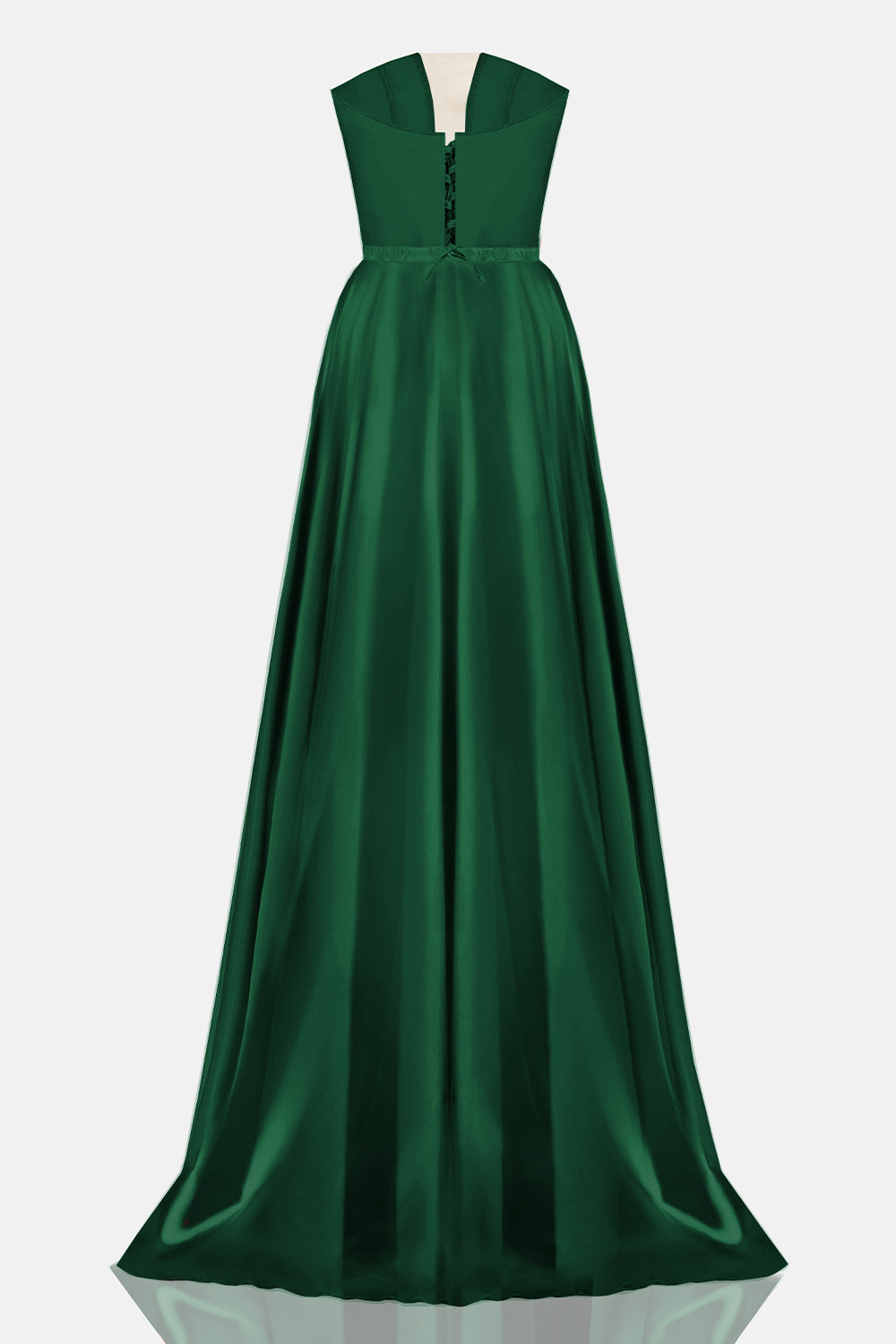 MAXI DRESS SKIRT AND CROP TOP SET SATIN DARK GREEN