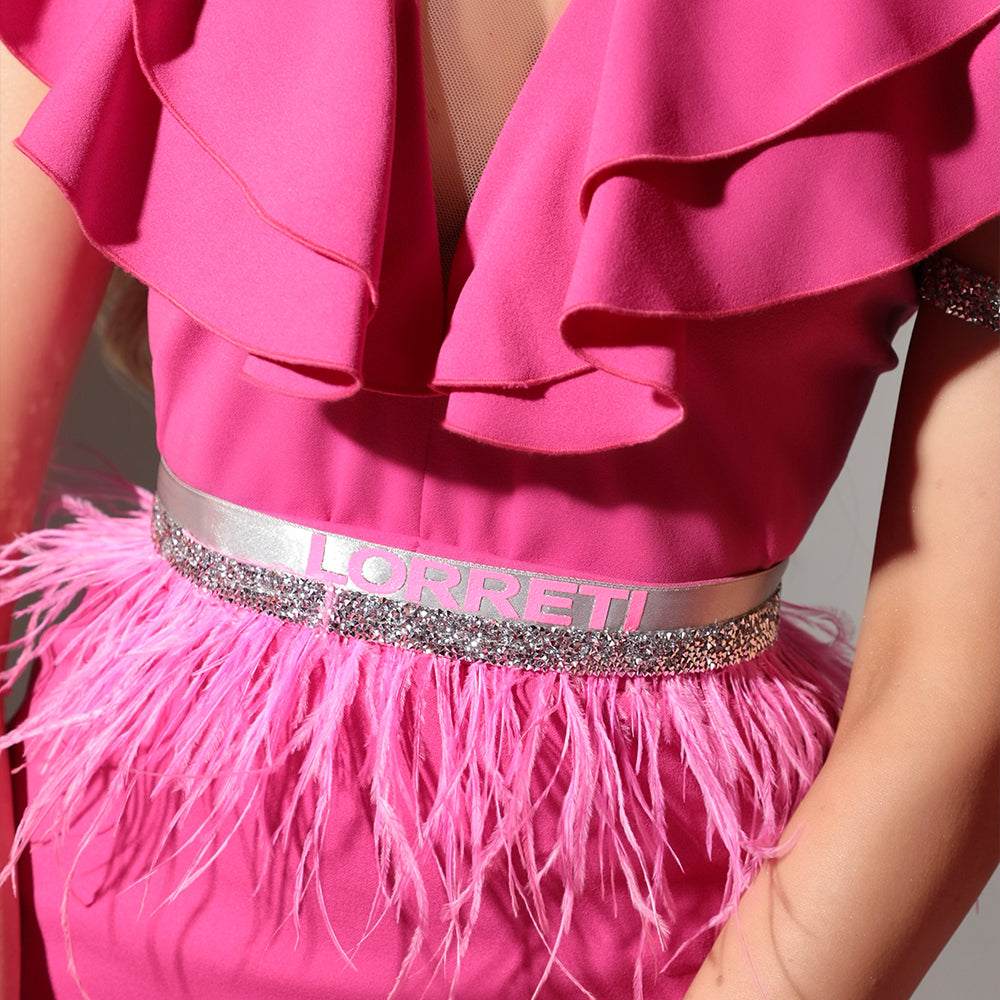 CINTURA MARABU 14A PIUME STRASS ROSA BRILLANTE