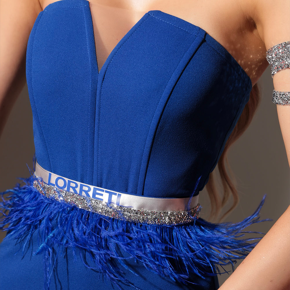 BELT MARABU 10A FEATHERS RHINESTONE COBALT BLUE