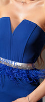 BELT MARABU 10A FEATHERS RHINESTONE COBALT BLUE
