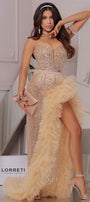 MAXI SKIRT AND CROP TOP SET GLOW SEQUIN TULLE GOLDEN