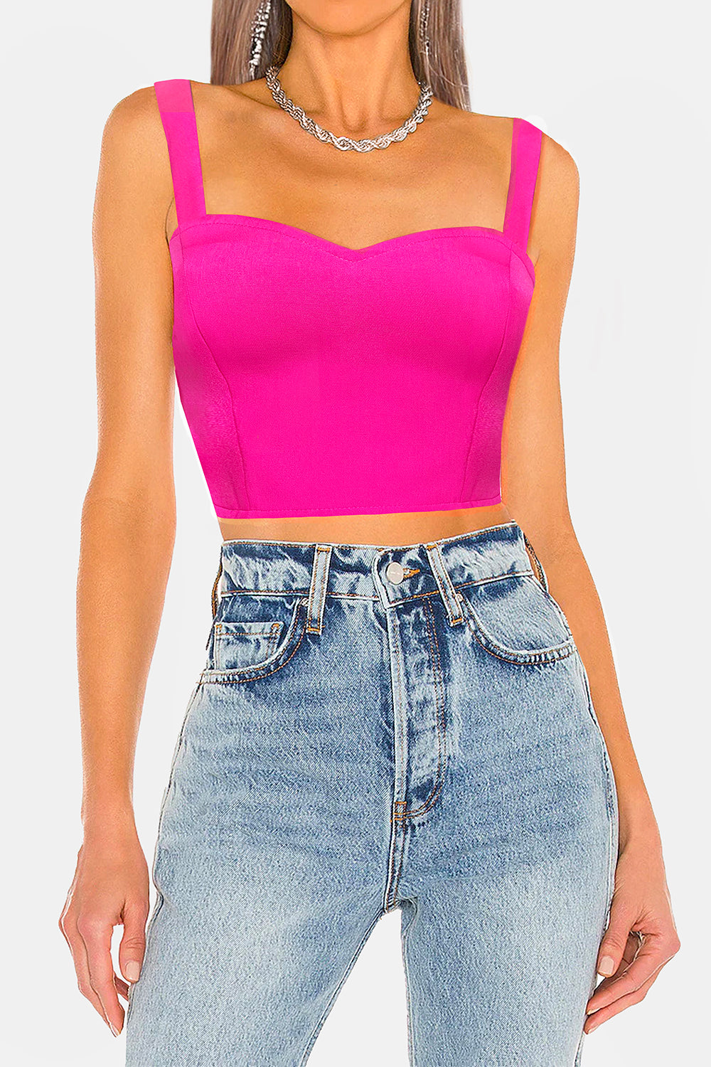 MINI CROP TOP SUN TRICOT HOT PINK