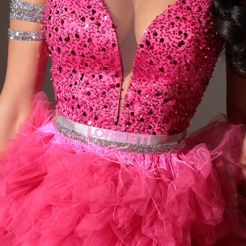 CINTURA MARABU 14A PIUME STRASS ROSA BRILLANTE