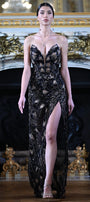 МINI VESTITO DIAMOND STRASS RASO NERO CON NUDO