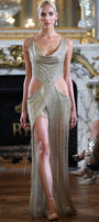MAXI DRESS AURA RHINESTONE GOLDEN