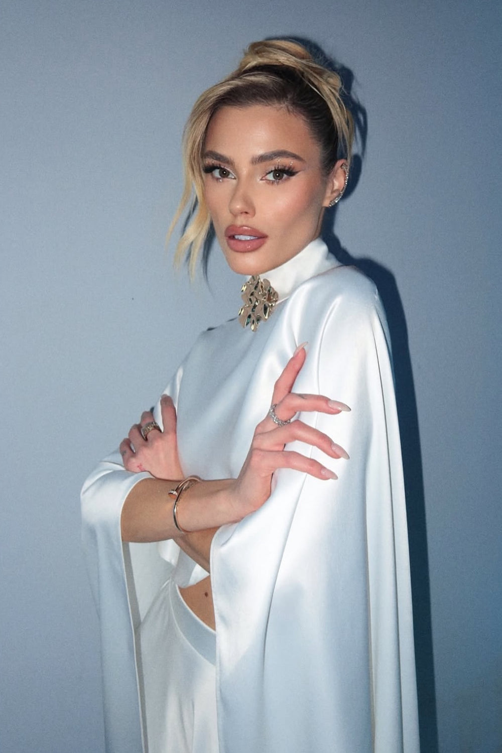 MAXI SKIRT AND CROP TOP SET CHRISTINA SATIN WHITE