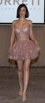 MINI SKIRT AND CROP TOP SET WINIFRED SEQUIN POWDER PINK