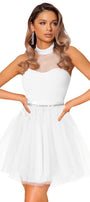 MINI DRESS NAOMI TRICOT TULLE WHITE