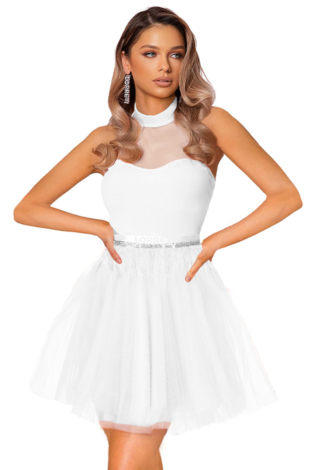 MINI DRESS NAOMI TRICOT TULLE WHITE