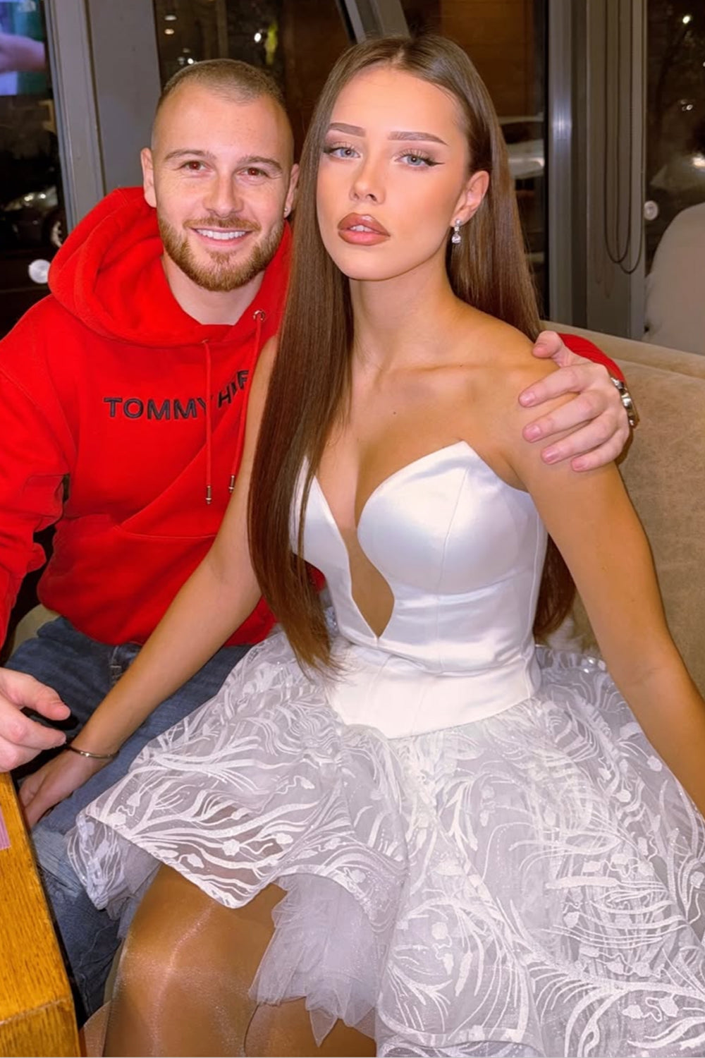 MINI SKIRT AND CROP TOP SET DONNA GLITTER LACE SATIN WHITE